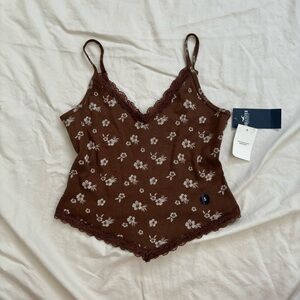 hollister brown lace cami